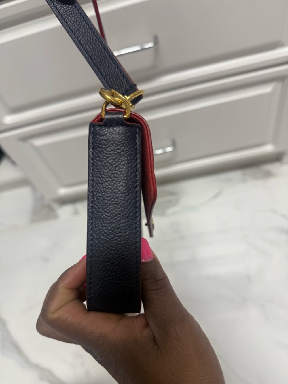 Louis Vuitton Navy Felicie Crossbody with Red Trim and Gold Hardware - Picture 7 of 10